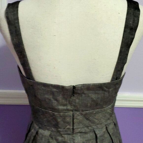 Trina Turk Trellis Lucia Dark Gray Linen Blend Cutout Waist Event Mini Dress - Picture 6 of 11
